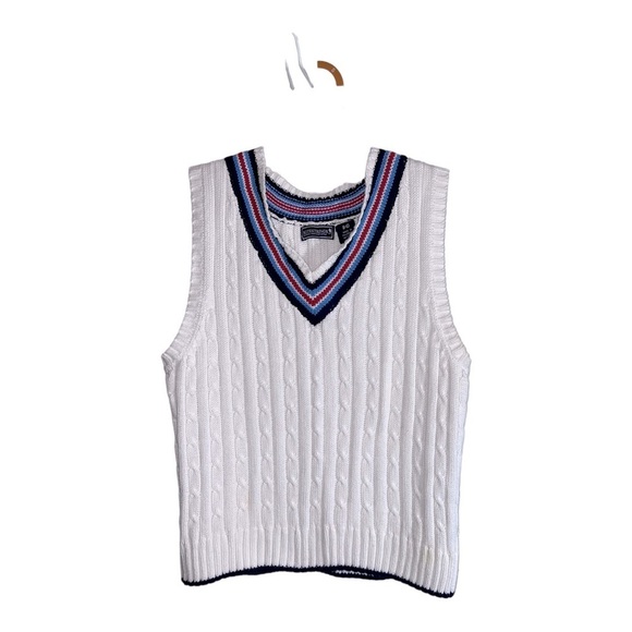 KITESTRINGS White Cotton Cable Knit Sweater Vest Sz 8-10 - Picture 1 of 7